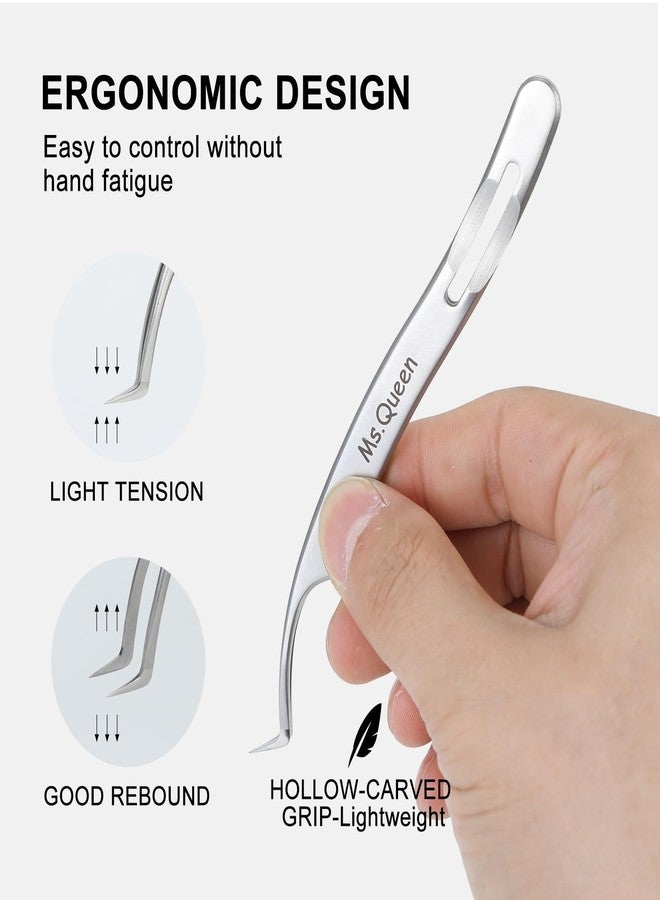 Ms.Queen Eyelash Extension Tweezers,Precision Fine Tip Grip Lash Tweezers for Individual and Volume Eyelash Extensions - Image 5